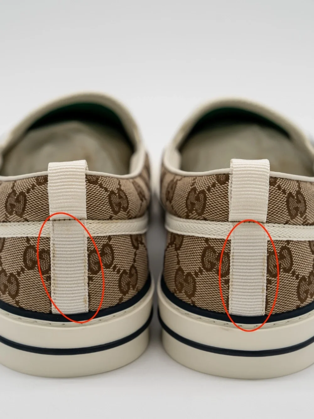 size 12G 12.5 US Gucci GG Supreme Loafers Sneakers Slip On Tennis Beige White - Picture 5 of 10